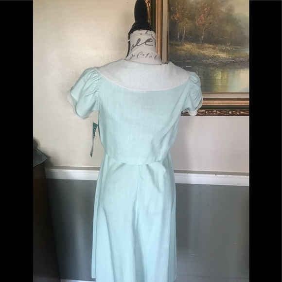 ❤️ Rare Vintage sage 2-piece Swiss Rose Collar Dress‼️FINAL SALE - Picture 5 of 11
